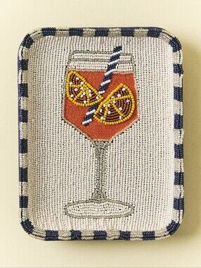 Anthropologie Fiona Beaded Trinket Dish Aperol Spritz